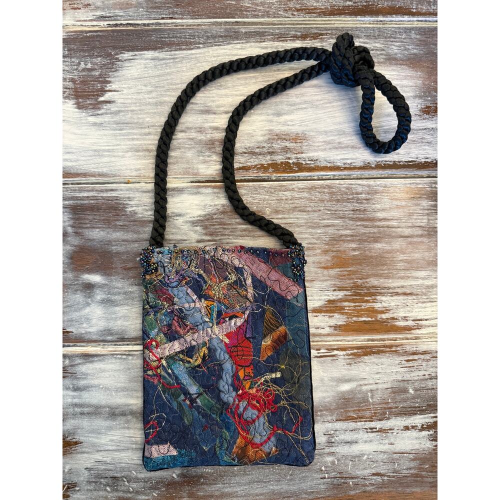 Colorful Beaded Shoulder Bag with Braided Strap
